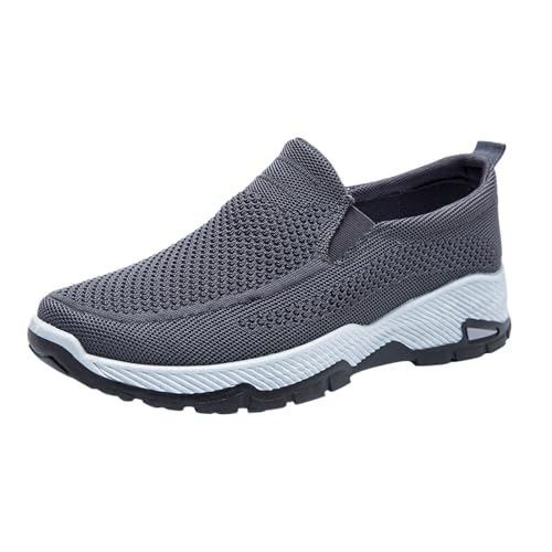 VBEDKDEB Freizeitschuhe Herren Slipper Herrenmode Einfarbige Mesh Atmungsaktive Freizeitschuhe EIN Fuß Steigbügel rutschfeste Weiche Sohle Wanderschuhe Slipper Herren (Grey, 45) von VBEDKDEB