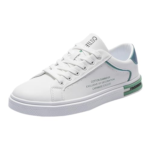 VBEDKDEB Freizeitschuhe Herren Slipper Herrenmode Runde Zehen Schnürschuhe aus Leder in Weiß, lässig, bequem, atmungsaktiv Sabots Herren (Green, 43) von VBEDKDEB