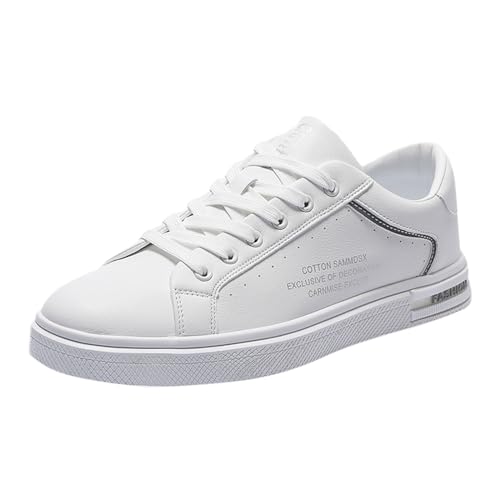 VBEDKDEB Freizeitschuhe Herren Slipper Herrenmode Runde Zehen Schnürschuhe aus Leder in Weiß, lässig, bequem, atmungsaktiv Sabots Herren (White, 42) von VBEDKDEB