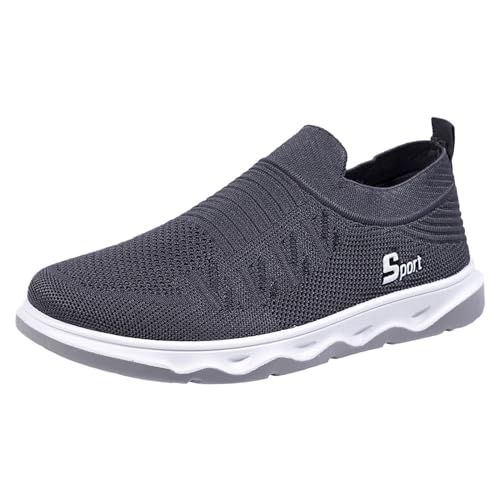 VBEDKDEB Freizeitschuhe Herren Slipper Herrenschuhe, Flache Sohle, Freizeitschuhe, atmungsaktiv, Hohle Mesh Schuhe, Slip mit weicher Sohle Schuhe Herren Sneaker (Grey, 42) von VBEDKDEB