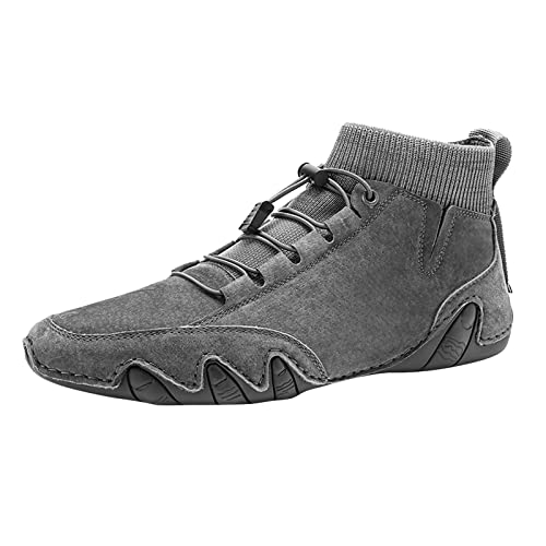 VBEDKDEB Freizeitschuhe Herren Slipper Herrenschuhe High Top Gummiband Sportschuhe Mode Freizeitschuhe Herren Plus Size Stiefeletten Business Schuhe (Grey, 45) von VBEDKDEB