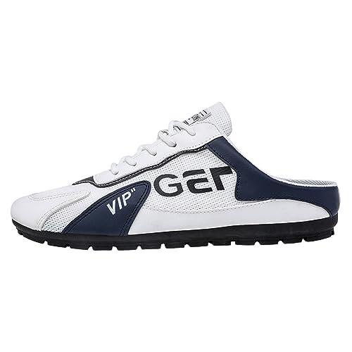 VBEDKDEB Freizeitschuhe Herren Slipper Herrenschuhe Trend vielseitige Freizeitschuhe Lazy Man Half Slipperboard Schuhe Schuhe männlich Herren Slipper (White, 40) von VBEDKDEB