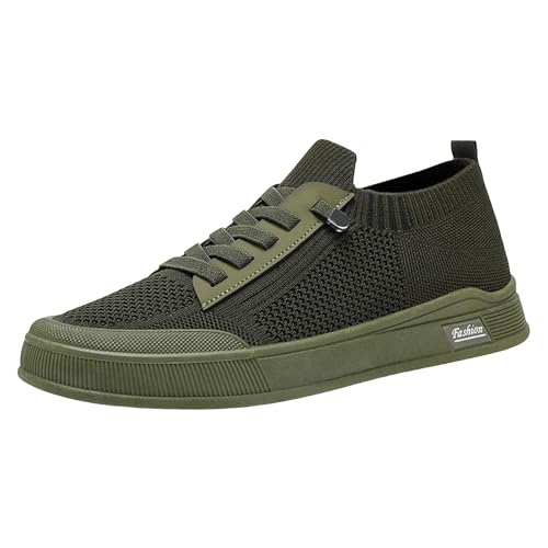 VBEDKDEB Freizeitschuhe Herren Slipper Lässige, gewebte Flache Herrenschuhe, einfarbig, atmungsaktive Einzelschuhe Weiße Sneaker (Green, 44) von VBEDKDEB