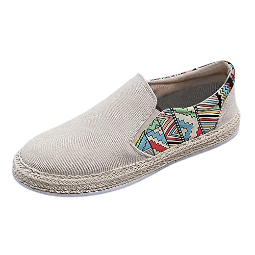 VBEDKDEB Freizeitschuhe Herren Slipper Lässige niedrige Stiefel für Herren aus Segeltuch zum Hineinschlüpfen im Frühjahr Sportschuhe (Beige, 44) von VBEDKDEB