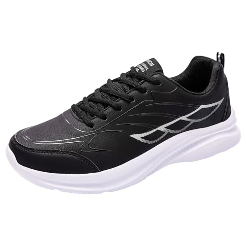 VBEDKDEB Freizeitschuhe Herren Slipper Männer Casual Schuhe Sport Schuhe Modische Muster Einfache Feste Farbe Schnüren Dicke Sohle Bequeme rutschfeste Sneaker Herren (White, 44) von VBEDKDEB