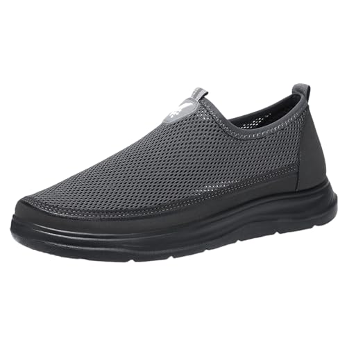 VBEDKDEB Freizeitschuhe Herren Slipper Männer Sportschuhe Modische Neue Muster Einfache Reine Farbe Mesh Atmungsaktive Bequeme Leichte Casual Schuhe Espadrilles Herren (Grey, 44) von VBEDKDEB
