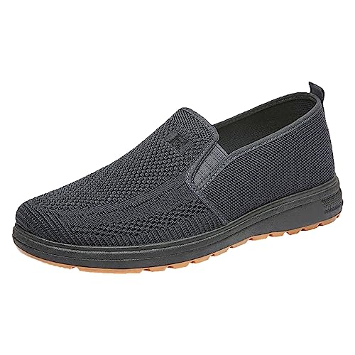 VBEDKDEB Freizeitschuhe Herren Slipper Mode Frühling Herren Freizeitschuhe Flacher weicher Boden Mesh Atmungsaktiver Slip Bequemer Einfarbiger Einfacher Stil Herren22222schuhe (Grey, 43) von VBEDKDEB