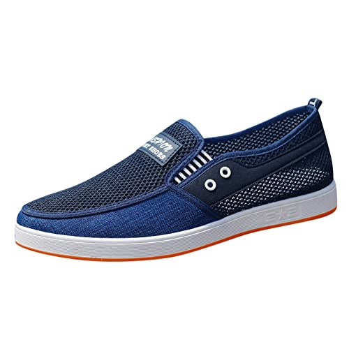 VBEDKDEB Freizeitschuhe Herren Slipper Mode die ganze Saison Männer Freizeitschuhe Flache rutschfeste Sohle Mesh atmungsaktiv leicht bequem zum Hineinschlüpfen Leichte Schuhe (Blue, 42) von VBEDKDEB