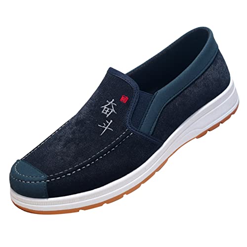 VBEDKDEB Freizeitschuhe Herren Slipper Mode die ganze Saison über Herren Freizeitschuhe flach, rutschfest, leicht, einfarbig, bequem, elastisch, zum Hineinschlüpfen Herrenschuhe Schwarz (Blue, 41) von VBEDKDEB