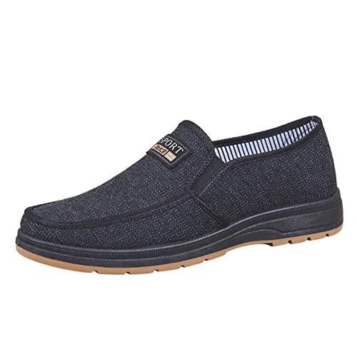 VBEDKDEB Freizeitschuhe Herren Slipper Mode die ganze Saison über Herren Freizeitschuhe flach, rutschfest, leichtes Tuch, Obermaterial, Frühlingsfarbe, bequemer Slip einfacher Stil Weiße Sneaker (44) von VBEDKDEB