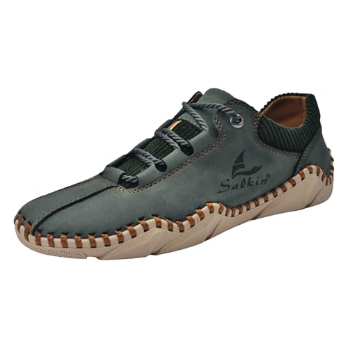VBEDKDEB Freizeitschuhe Herren Slipper Modische Freizeitschuhe für Herren in Kontrastfarbe Orthopädische Schuhe (Green, 43) von VBEDKDEB
