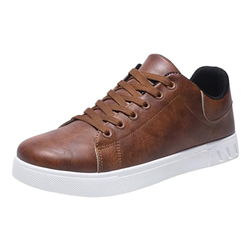 VBEDKDEB Freizeitschuhe Herren Slipper Modische Low Top Trendy Weiße Herrenschuhe Mit Zehenschnürung Beliebte Bequeme Freizeitschuhe Weiße Schuhe Herren (Brown, 42) von VBEDKDEB
