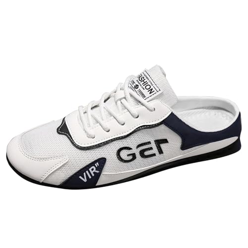 VBEDKDEB Freizeitschuhe Herren Slipper Neu Herrenschuhe Trend Vielseitig Casual Schuhe Lazy Man Halb Slipperboard Schuhe Weisse Sneakers Herren (White, 40) von VBEDKDEB