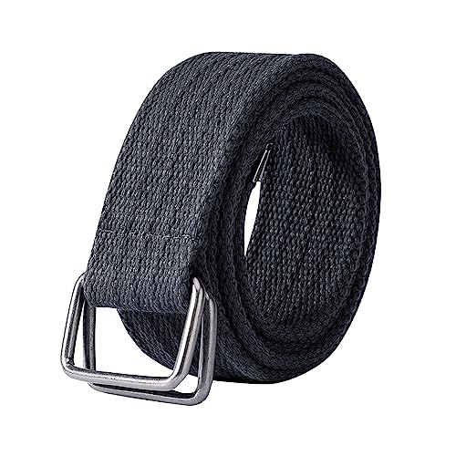 VBEDKDEB Gürtel Herren Stoff Doppel D-Ring Schmalen Stretch Kleid Gürtel Hosen Gürtel Schnalle Leinwand Bund Gürtel Herren Stoff Schwarz (Grey, One Size) von VBEDKDEB