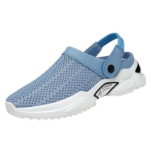 VBEDKDEB Herren Clogs Pantolette Slip on Herren Casual Weiche Flache Hausschuhe Atmungsaktive Leichte Wanderschuhe Mode Gartenclogs Sneaker Walking Barfussschuhe (Blue, 42) von VBEDKDEB