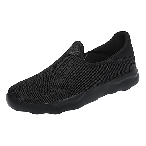 VBEDKDEB Herren-Laufschuhe Laufschuhe Herren Einfach Einfarbig Mesh Atmungsaktiv Bequeme Weiche Sohle Leichte Slip On Schuhe Herren Laufschuhe (Black, 42) von VBEDKDEB