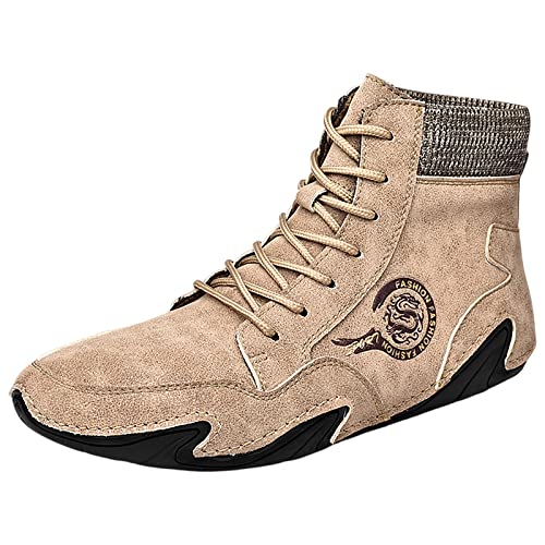 VBEDKDEB Herren Laufschuhe Trekkingschuhe Herren Außenhandels Reißverschluss Sportschuhe Sneaker (T-E-Beige, 41) von VBEDKDEB