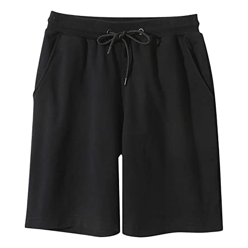 VBEDKDEB Jogginghose Herren Kurz Herren Sporthose Kurz Fünf-Punkt-Shorts, Strandshorts, Freizeitshorts Sweathose Herren Kurz Jogginghose Kurz (Black, XXXXL) von VBEDKDEB