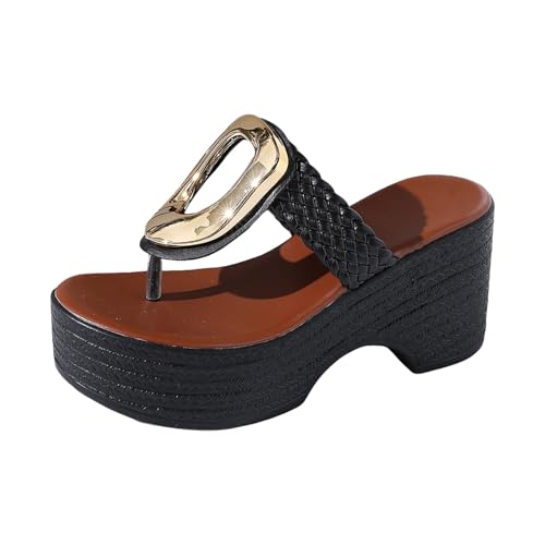 VBEDKDEB Keilabsatz Flip Flops Damen Bequeme Plateau Flipflops Frauen Dickbesohlte Sandalen 2025 Sommer Flip-Flops Lässige Zehentrenner (39) von VBEDKDEB
