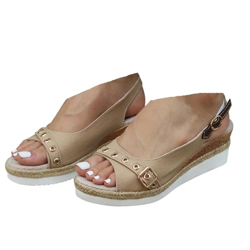 VBEDKDEB Keilabsatz Schuhe Damen Bequem Espadrilles Sandalen Peeptoe Verstellbaren Slingback Spangen Rutschfeste Sandaletten 2025 Sommer Lässige Wandersandalen Strand Reise Leinensandalen (Beige, 37) VBEDKDEB Keilabsatz Schuhe Damen Bequem Espadrilles Sandalen Peeptoe Verstellbaren Slingback Spangen Rutschfeste Sandaletten 2025 Sommer Lässige Wandersandalen Strand Reise Leinensandalen (Beige, 37) von VBEDKDEB