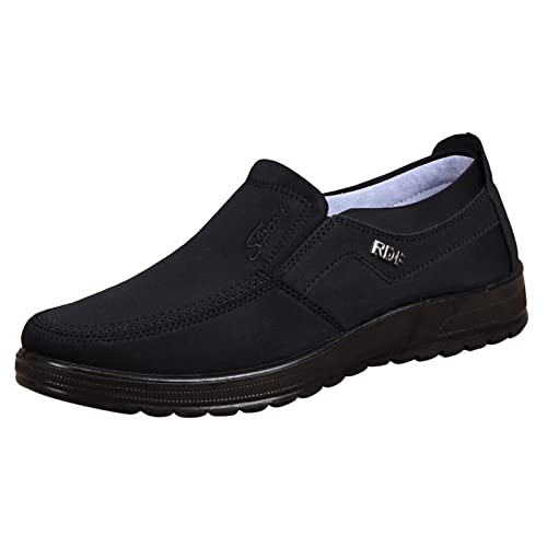 VBEDKDEB Laufschuhe Herren Freizeitschuhe Herren Boden Runde Zehe Leicht Flacher Mund Slip On Einfarbig Bequem Herren Sneakers (Black-c, 40) von VBEDKDEB