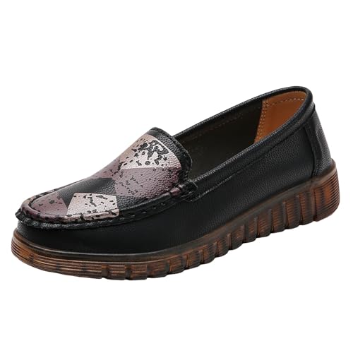 VBEDKDEB Loafer Damen Flache Mokassins Slipper Bequeme Musik Schuhe Farbe Freizeit Single Damenschuhe Leder Solide Flache Damen Freizeitschuhe Bequem Bequemschuhe Komfort Flats (37) von VBEDKDEB