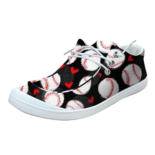 VBEDKDEB Loafer Damen Flache Mokassins Slipper Damenschuhe sind Bequeme einfach zu tragende Freizeitschuhe. Modische mit Baseball Rugby Aufdruck Halbschuhe Schlupfschuhe Slip on Flats (42) von VBEDKDEB