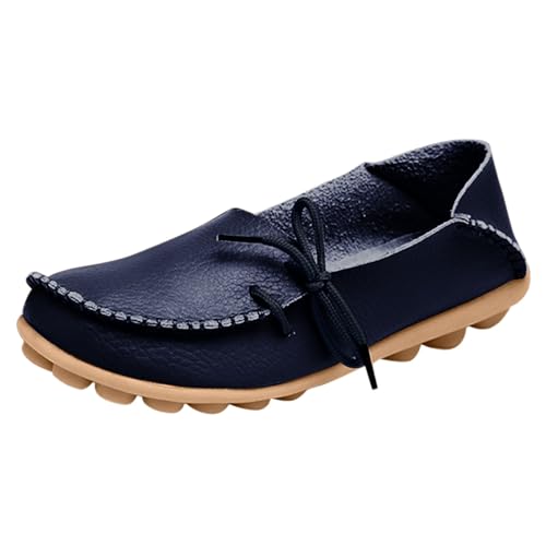 VBEDKDEB Loafer Damen Flache Mokassins Slipper Einfarbige, lässige Single Schlupfschuhe mit Keilabsatz für Damen, farbige Schuhe, Freizeitschuhe Halbschuhe Schlupfschuhe Slip on Komfort (Blue, 43) von VBEDKDEB