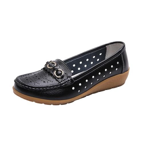 VBEDKDEB Loafer Damen Flache Mokassins Slipper Flache Slipper für Damen, zum Hineinschlüpfen, Bequeme Schuhe, im Freien, ausgehöhlte Schlupfschuhe Bequem Komfort Flach (44) von VBEDKDEB