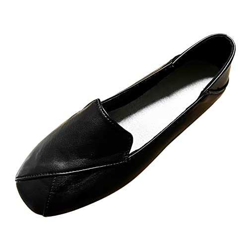 VBEDKDEB Loafer Damen Flache Mokassins Slipper Freizeit Damen Vier Jahreszeiten Einfarbige rutschfeste Flache Karree Atmungsaktive Slip On Lazy Schuhe Schlupfschuhe Bequem Slip on Flach (37) von VBEDKDEB