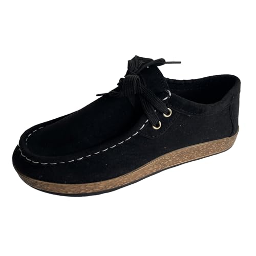 VBEDKDEB Loafer Damen Flache Mokassins Slipper Laufschuhe für Damen, Sneaker, Freizeitschuhe, schwarzer atmungsaktiv, modisch Studenten Jugendliche Schlupfschuhe Bequemschuhe Komfort Flats (38) von VBEDKDEB
