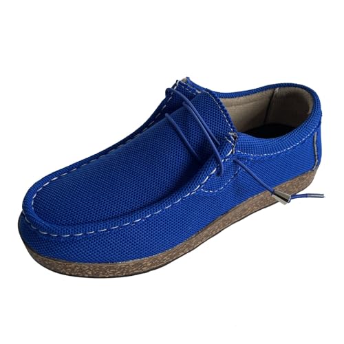 VBEDKDEB Loafer Damen Flache Mokassins Slipper Laufschuhe für Damen, Sneaker, Freizeitschuhe, schwarzer atmungsaktiv, modisch Studenten Jugendliche Schlupfschuhe Bequemschuhe Komfort Flats (Blue, 39) von VBEDKDEB