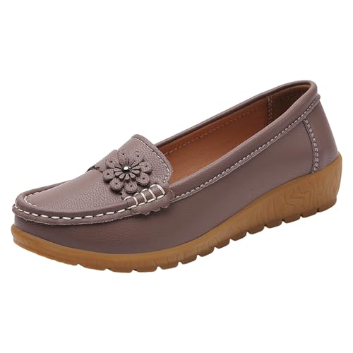VBEDKDEB Loafer Damen Flache Mokassins Slipper Slip On Damen Walking Flache Loafer Freizeitschuhe Wanderschuhe für Schlupfschuhe Bequem Bequemschuhe Flats (Light Purple, 41) von VBEDKDEB