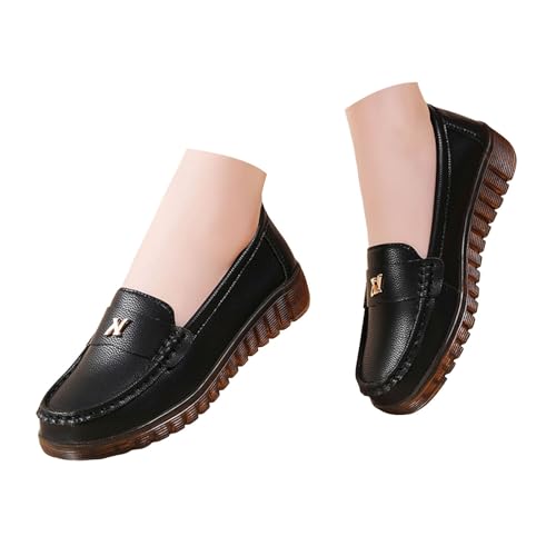 VBEDKDEB Loafer Damen Mokassins Flache Slipper Bequeme Musik Schuhe Farbe Freizeit Single Damenschuhe Leder Solide Flache Damen Freizeitschuhe Slip on Bequemschuhe Komfort Flats (36) von VBEDKDEB