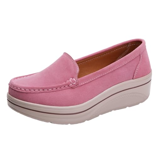 VBEDKDEB Loafer Damen Mokassins Flache Slipper Damen Plateau Loafer Slipper Keilabsatz Bequeme Dicke Weiche Freizeitschuhe Sneaker Halbschuhe Bequem Slip on Flach (41) von VBEDKDEB