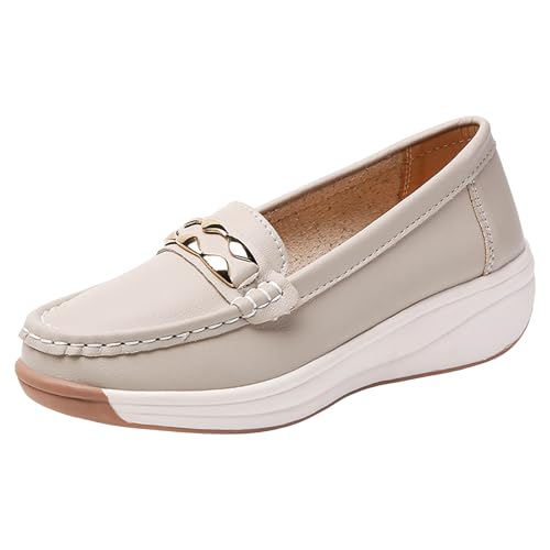 VBEDKDEB Loafer Damen Mokassins Flache Slipper Slip On Damen Walking Flache Loafer Freizeitschuhe Wanderschuhe für Schlupfschuhe Bequemschuhe Komfort Flats (Grey, 39) von VBEDKDEB