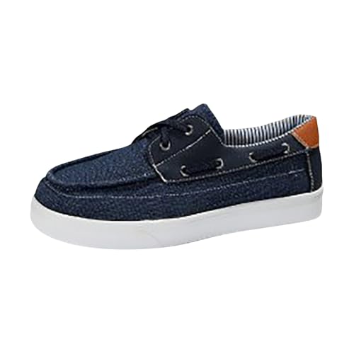 VBEDKDEB Loafer Damen Mokassins Flache Slipper Und Frühling Große Größe Canvas Schuhe Schnüren Slip On Flache Runde Zehen Low Top Einzelne Halbschuhe Schlupfschuhe Bequem Bequemschuhe (Navy, 39) von VBEDKDEB