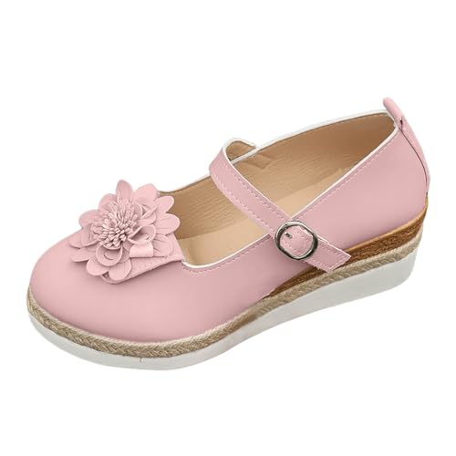 VBEDKDEB Mary Jane Schuhe Damen Damenschuhe mit Dicker Sohle Keilabsatz Schnalle Modische Slipper mit Blumenmuster Oberbekleidung Freizeitschuhe Mary 11188 (Red, 37) von VBEDKDEB