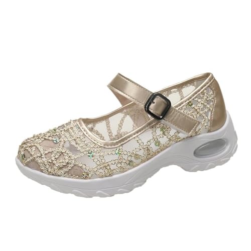 VBEDKDEB Mary Jane Schuhe Damen Modische, vielseitige Schuhe mit runder Spitze Riemen Mary Jane Halbschuhe Für Damen (Yellow, 38) von VBEDKDEB