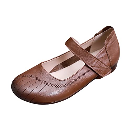 VBEDKDEB Mary Jane Schuhe Damen modische Mode Kleinkind Mädchen Freizeitschuhe Damen Freizeitschuhe Clogs Mary Jane (Brown, 37) von VBEDKDEB