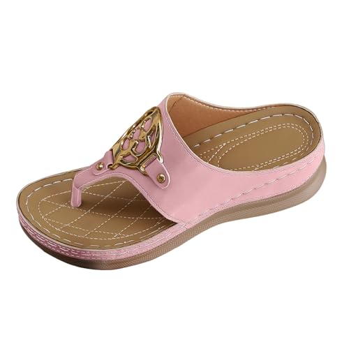 VBEDKDEB Orthopädische Flip Flops Damen-Sandalen Orthocare Keilabsatz Fußgewölbestütze Zehentrenner bequeme Zehensandalen lässige Strandsandalen Zehenstegsandalen (37) von VBEDKDEB