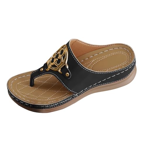 VBEDKDEB Orthopädische Flip Flops Damen-Sandalen Orthocare Keilabsatz Fußgewölbestütze Zehentrenner bequeme Zehensandalen lässige Strandsandalen Zehenstegsandalen (40.5) von VBEDKDEB