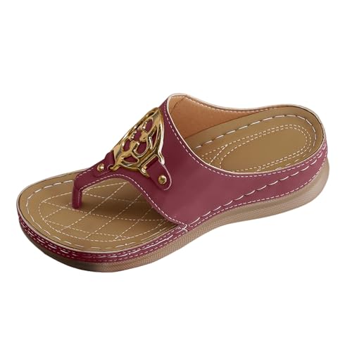 VBEDKDEB Orthopädische Flip Flops Damen-Sandalen Orthocare Keilabsatz Fußgewölbestütze Zehentrenner bequeme Zehensandalen lässige Strandsandalen Zehenstegsandalen (41) von VBEDKDEB