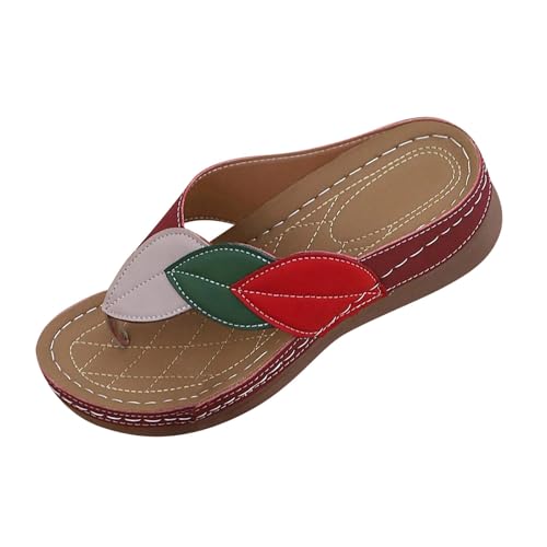 VBEDKDEB Orthopädische Flip Flops für Damen Sommer Bequeme Fußgewölbestütze Zehentrenner Frauen Keilabsatz Flip-Flops Orthocare Flipflops Bohemian Sandalen (42) von VBEDKDEB