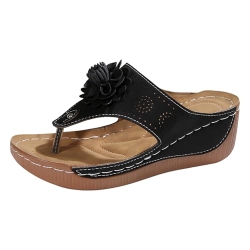 VBEDKDEB Orthopädische Flip-Flops für Damen Sommer Keilabsatz Flip Flops Frauen Hausschuhe Bohemian Flipflops Bequeme Fußgewölbestütze Sandalen Orthocare Zehentrenner (37.5) von VBEDKDEB