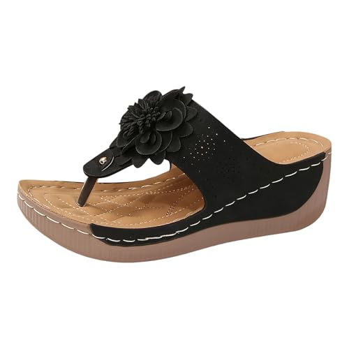 VBEDKDEB Orthopädische Flip-Flops für Damen Sommer Keilabsatz Flip Flops Frauen Orthocare Zehentrenner Bohemian Flipflops Bequeme Fußgewölbestütze Sandalen (39) von VBEDKDEB