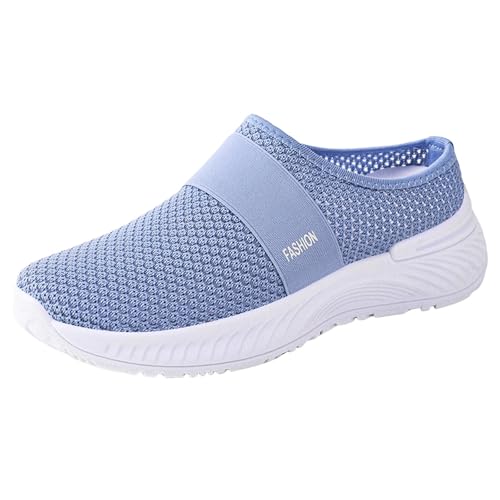 VBEDKDEB Orthopädische Schuhe Damen, Frauen Plateau Hausschuhe Clogs Lässig Walking Sneaker Slip On Slipper Pantoletten Mules Freizeitschuhe Bequem rutschfest Schlupfschuhe (X-2-Blue, 38) von VBEDKDEB