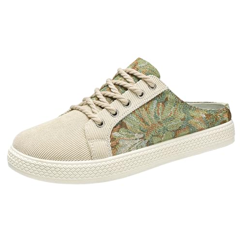 VBEDKDEB Orthopädische Schuhe Damen, Frauen Plateau Hausschuhe Clogs Lässig Walking Sneaker Slip On Slipper Pantoletten Mules Freizeitschuhe Sommer Bequem rutschfest Schlupfschuhe (X-B-Beige, 43) von VBEDKDEB