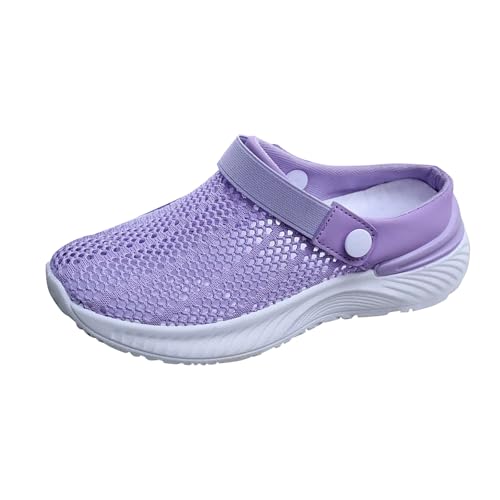 VBEDKDEB Orthopädische Schuhe Damen, Frauen Plateau Hausschuhe Clogs Lässig Walking Sneaker Slip On Slipper Pantoletten Mules Freizeitschuhe Sommer Bequem rutschfest Schlupfschuhe (X-C-Purple, 37) von VBEDKDEB