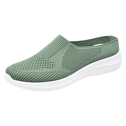 VBEDKDEB Orthopädische Schuhe Damen, Frauen Plateau Hausschuhe Clogs Lässig Walking Sneaker Slip On Slipper Pantoletten Mules Freizeitschuhe Sommer Bequem rutschfest Schlupfschuhe (X-D-Green, 43) von VBEDKDEB
